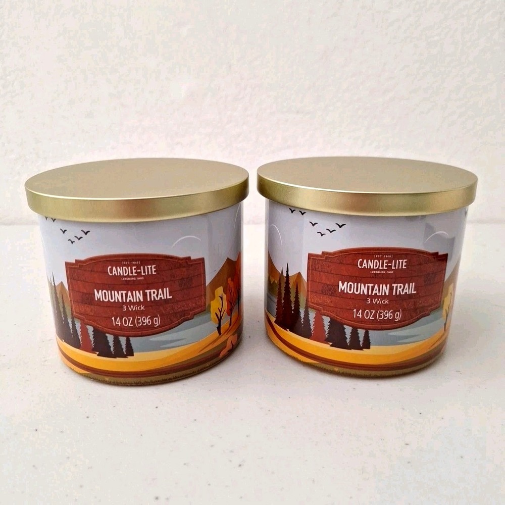 Candle Lite Mountain Trail 3 Wick Candle Essential Oils 14 Oz Long Burn